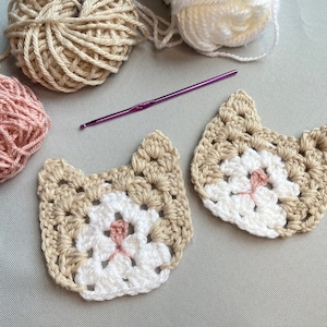 Cat. Granny Square. Video crochet PATTERN PDF (in English). Crochet for beginners