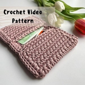 Crocheted Pattern Wallet, Beginners Pattern, Handmade Business Card Holder, Knitted small wallet, Business Card Case. VIDEO PATTERN.