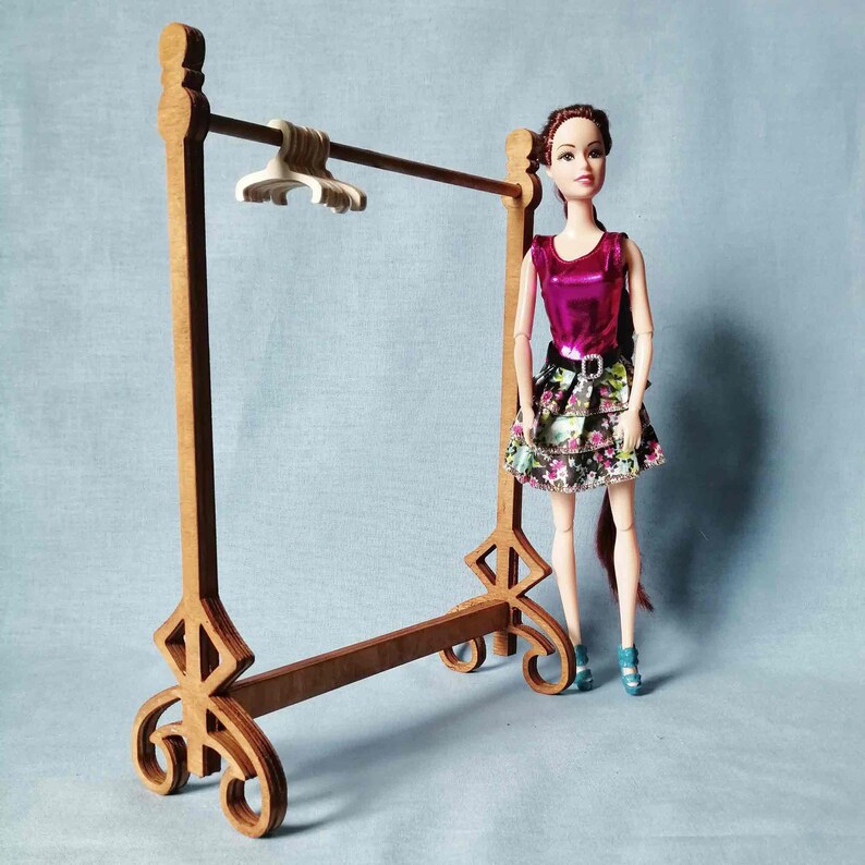 Doll clothes rack barbie furniture handmade wooden doll | Etsy