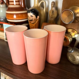 Vintage Anchor Hocking Platonite Pink Milk Glass Tumblers - Set of 3