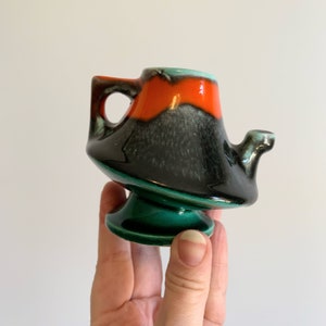 Vintage unique rare mid century Roma Italian studio pottery pitcher colorful whimsical tea pot decor casa della bomboniera