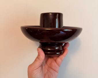 Large antique brown porcelain electrical insulator great for use as vase or taper/pedistal candle holder