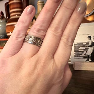 Sterling silver 925 flower ivy band ring size 7