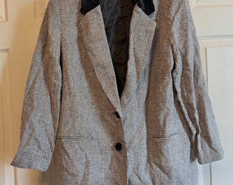 Vintage Alfred Dunner women’s houndstooth velvet collar blazer jacket and skirt set size 16