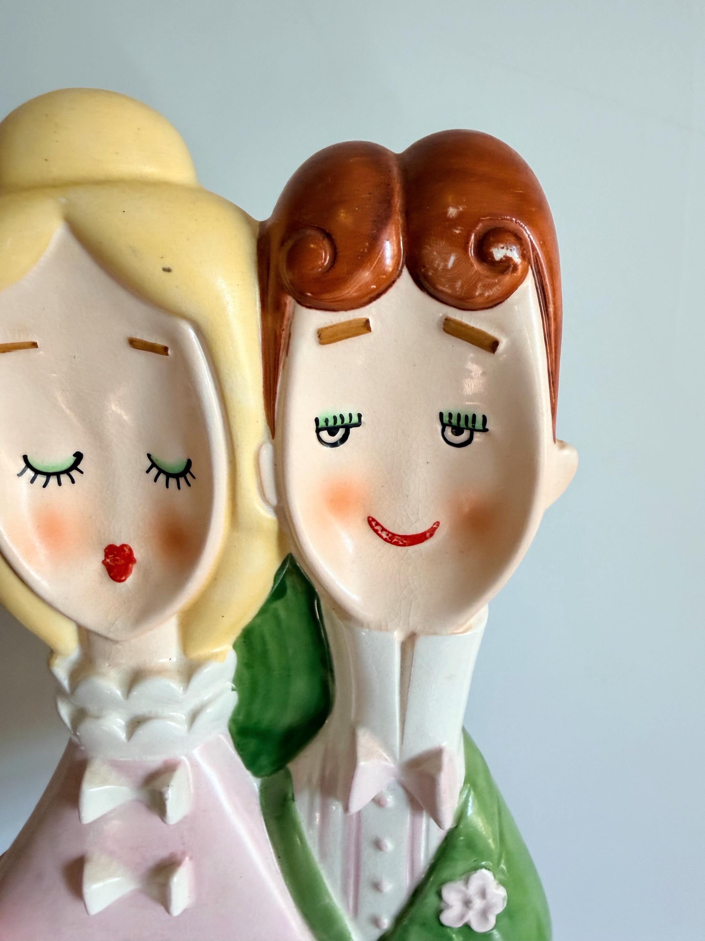 Lefton Vintage 1950s Rare Lefton China Bride and Groom Ceramic Spoon Rest Tea ...
