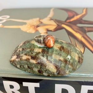 Vintage flashy orange Sunstone Sterling Silver ring Size 6.5