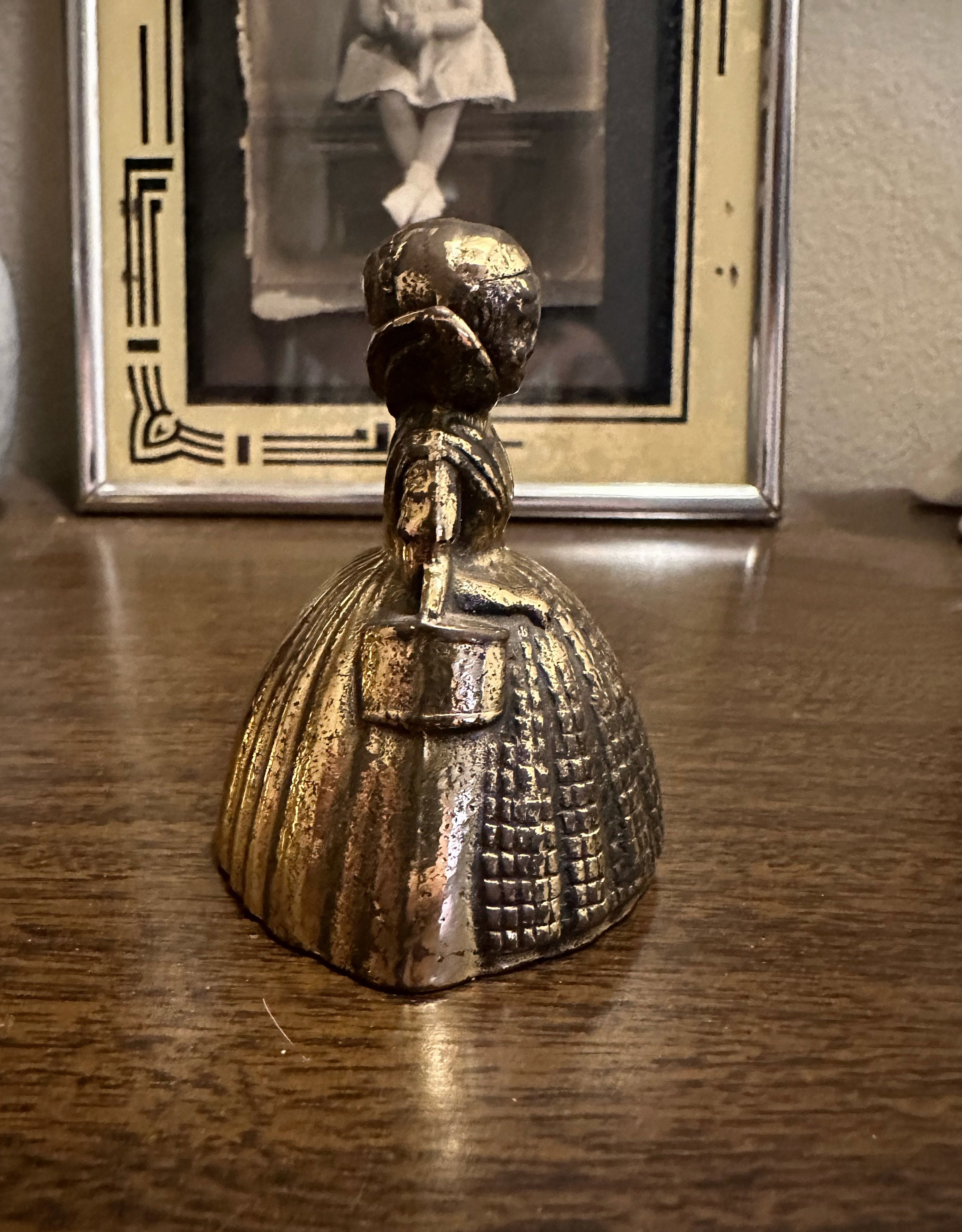 充実の品 Brass Vintage Antique Victorian in Made Bell Hand Lady アンティーク雑貨