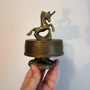 Vintage Midcentury solid brass unicorn music box