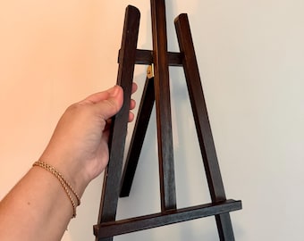 Vintage dark wood mini tabletop easel for art or books
