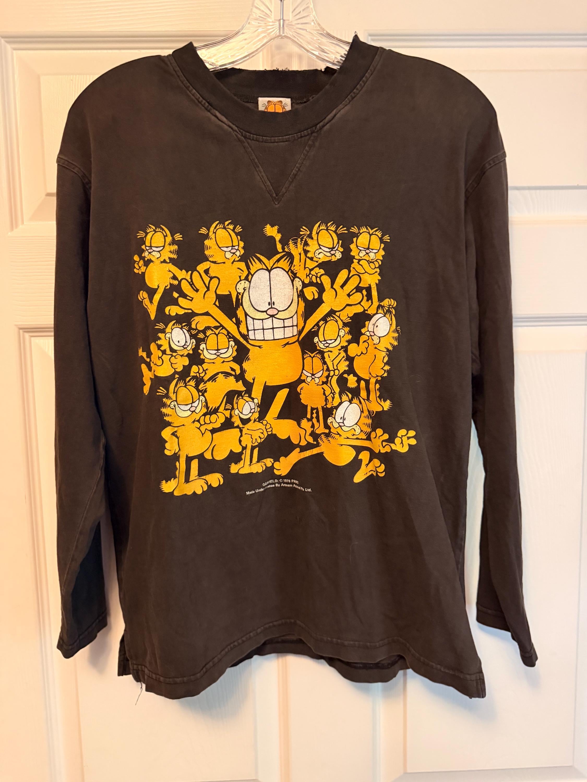 Vintage 1978 Garfield Comic Black Long Sleeve Tshirt Many