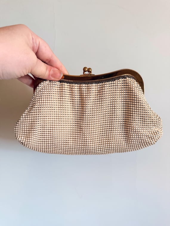 Antique 1930s Whiting and Davis Metal Beaded Mesh Evening Bag in