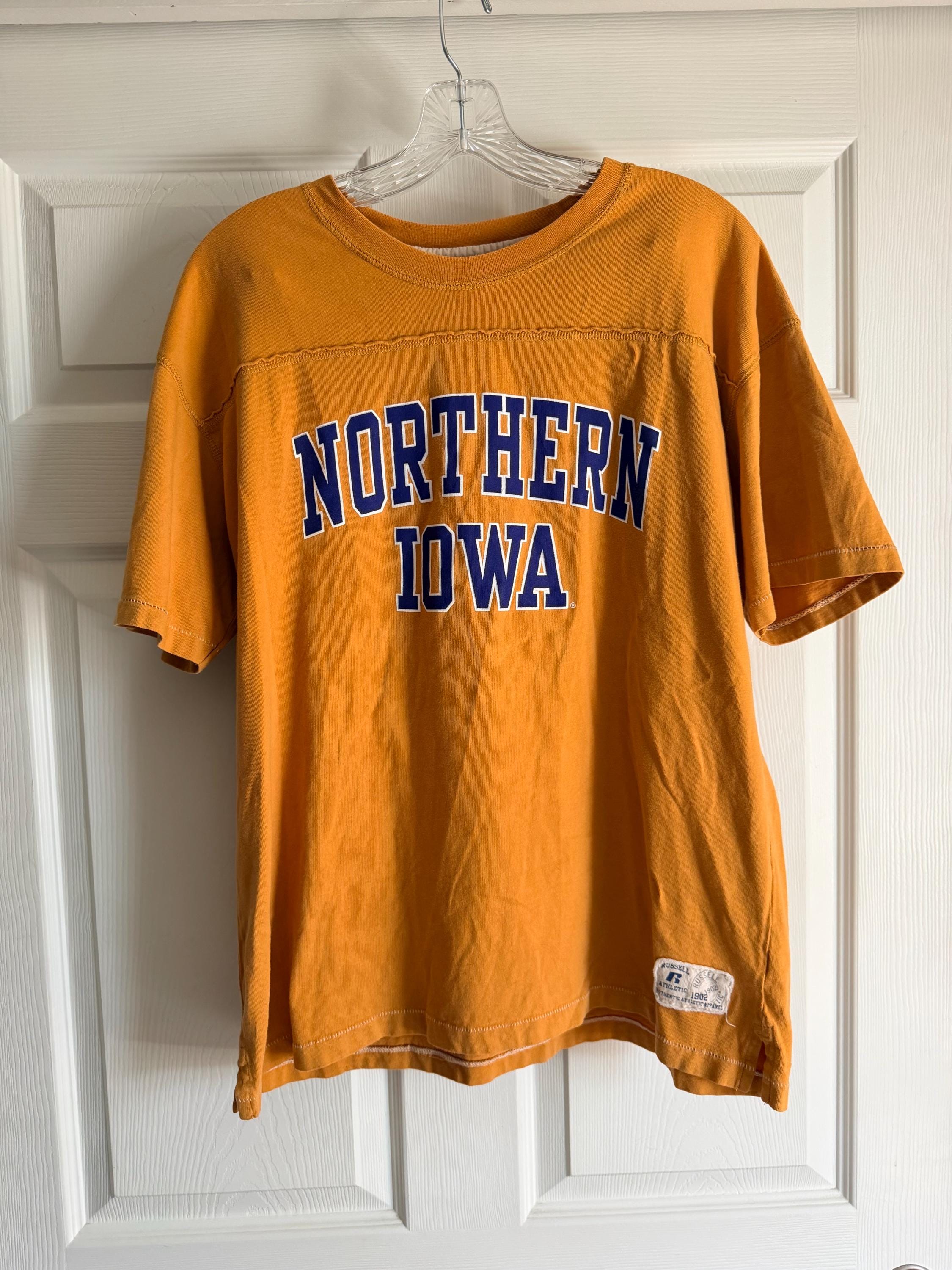 Vintage 1980s Russel Athletic Northern Iowa Jersey Style Tee Shirt