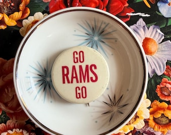 Vintage 1960s 70s sports pinback button Go Rams Go pin badge football