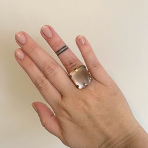 Antique Victorian pink peach selenite stone sterling silver ring jewelry image 5