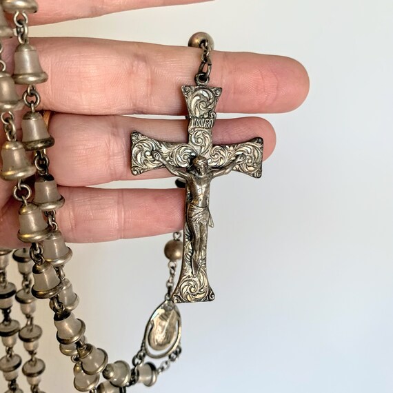 Antique Vintage Rare Creed Sterling Silver Wedding Catholic Rosary Frosted Bell Prayer Beads Crucifix Jesus Religious Necklace Etsy Canada