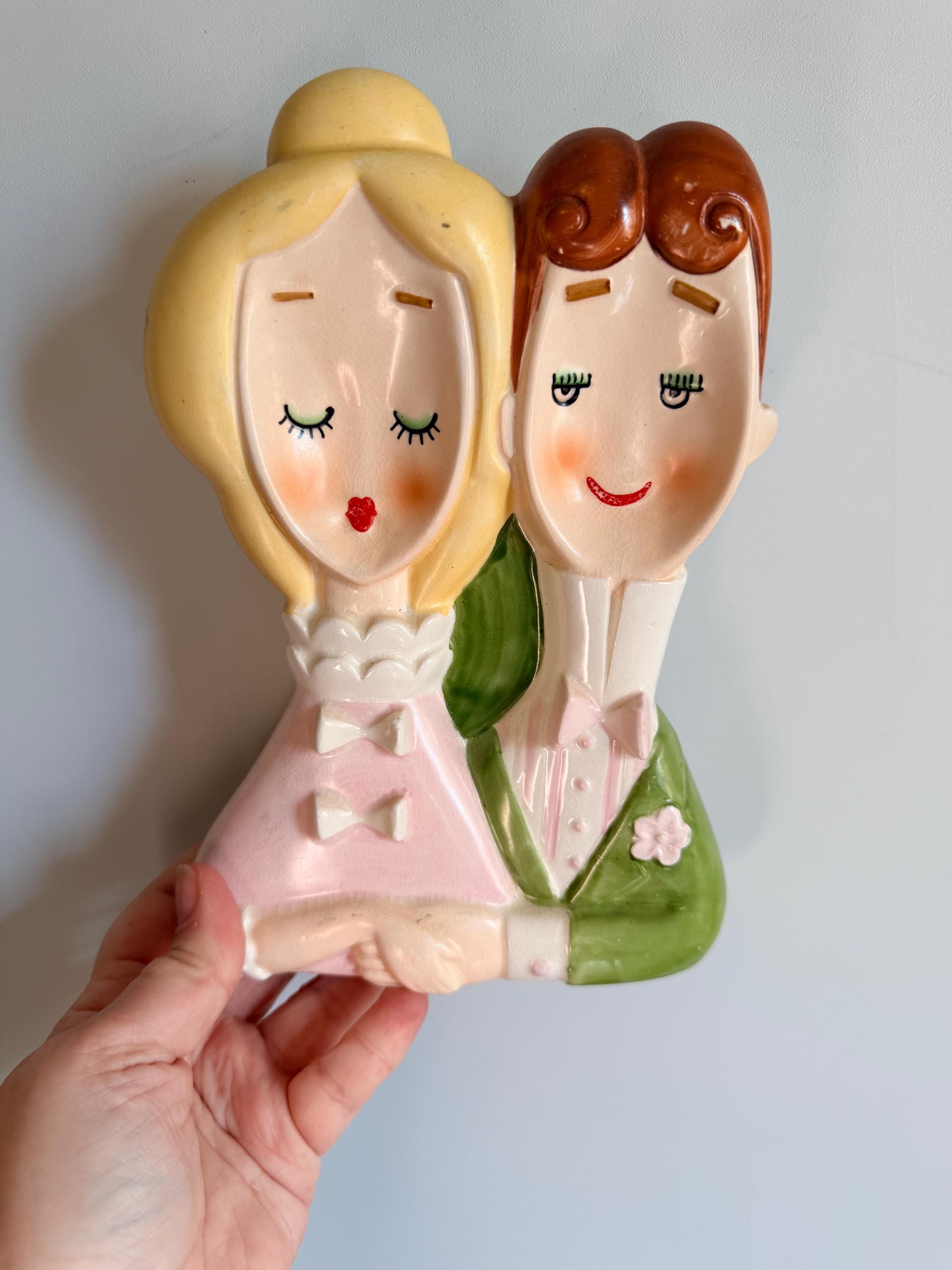 Lefton Vintage 1950s Rare Lefton China Bride and Groom Ceramic Spoon Rest Tea ...