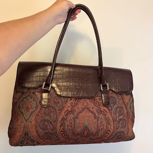 Vintage paisley tapestry tote purse