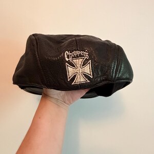Vintage Harley Davidson Choppers Black Leather Newsboy Style  display picture 2