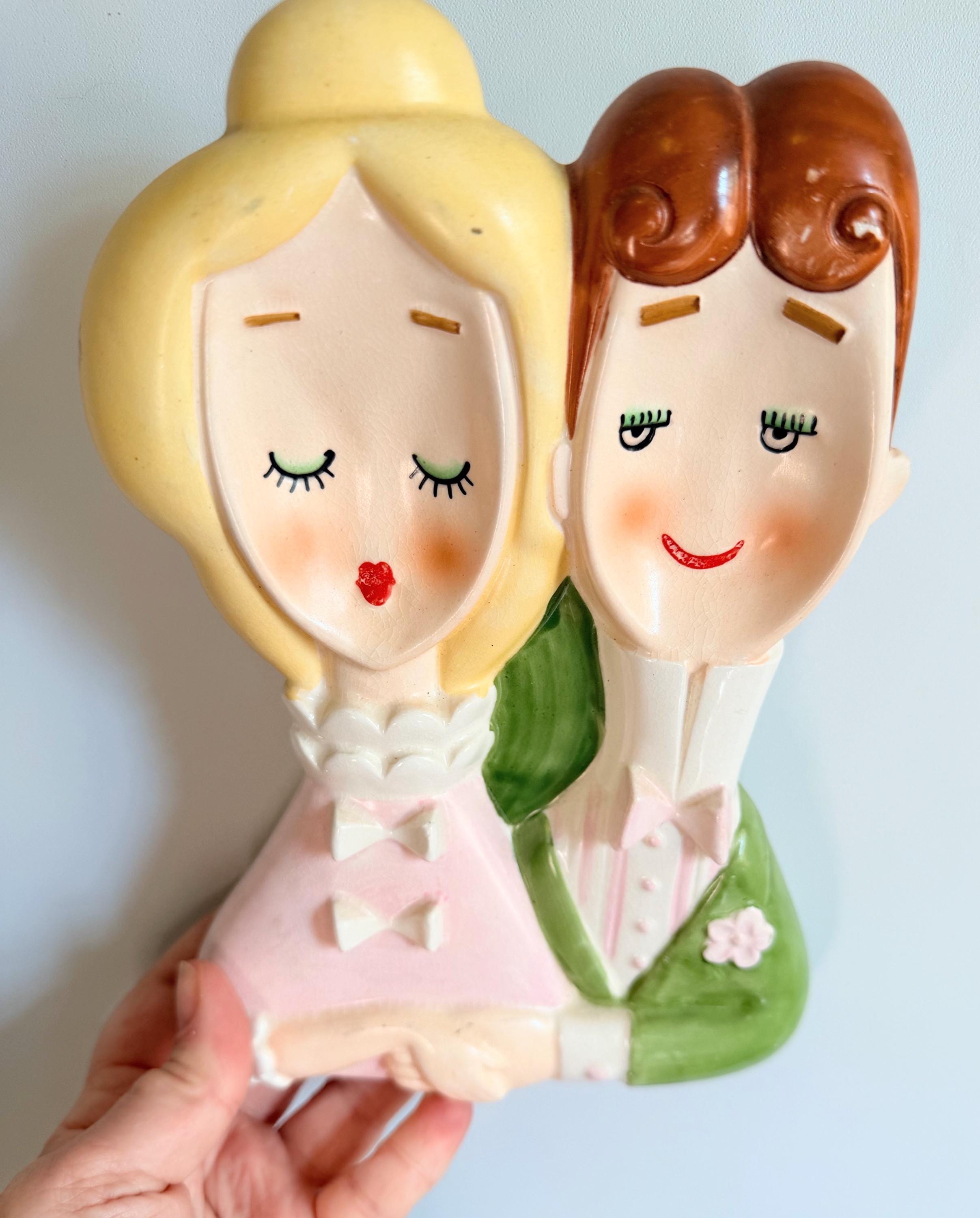 Lefton Vintage 1950s Rare Lefton China Bride and Groom Ceramic Spoon Rest Tea ...