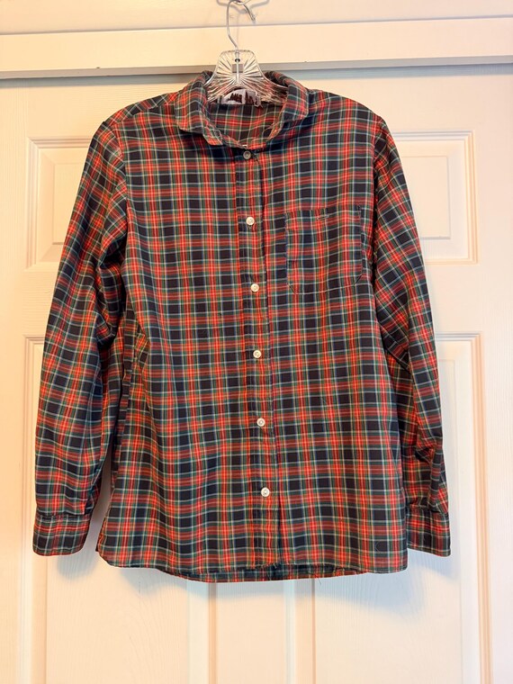 Vintage 70’s Peter Pan collar red plaid button up shirt by Fanny Fitz