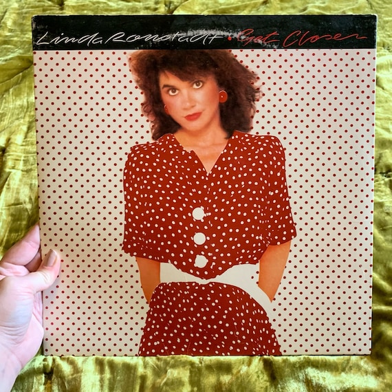 linda ronstadt red dress Vintage Vinyl Record Album 1982 Linda Ronstadt Get Closer Red White Polka  Dot Art