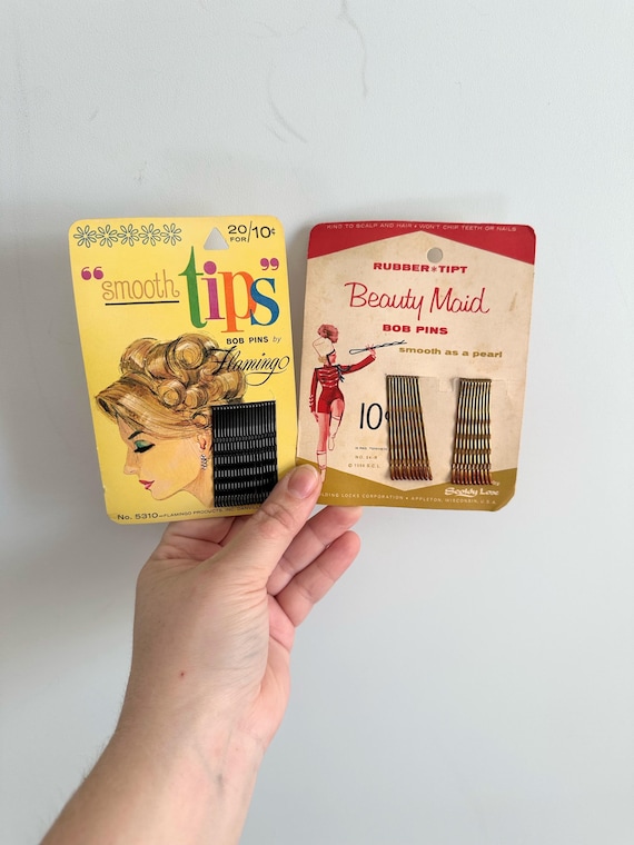 Vintage Bobby Pins Set: 1950s 'Beauty Maid' & 'Smooth Tips' Cards