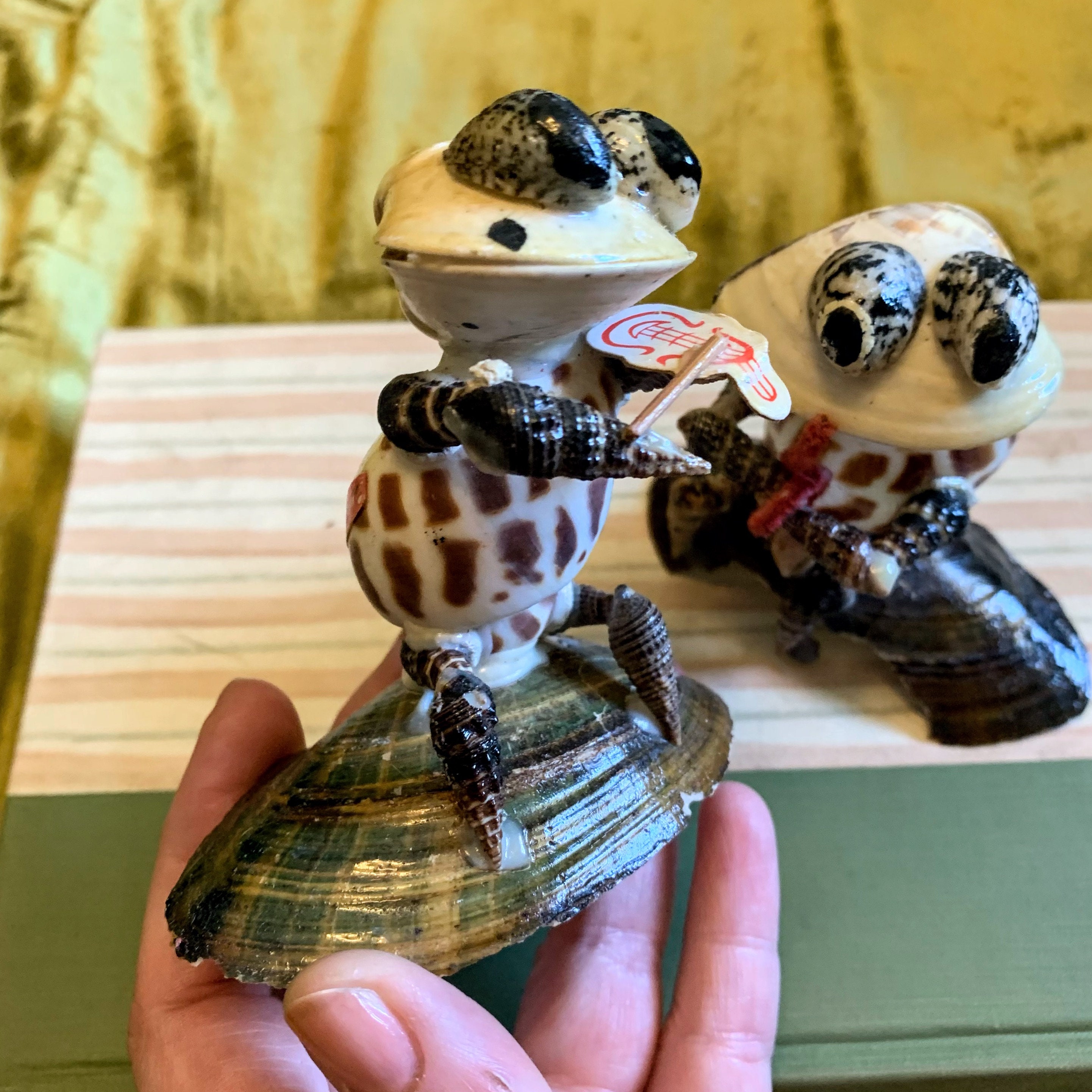 Cute Vintage Kitschy Folk Art Shell Men Music Band Figurine Etsy