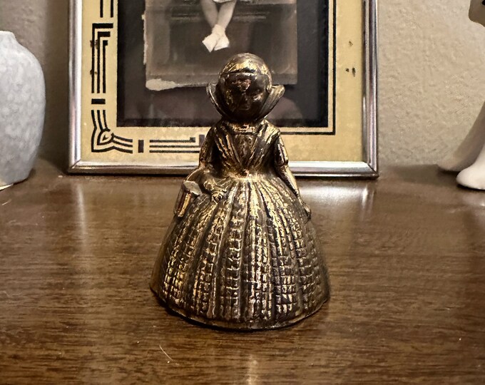 Large Brass Lady Bell/ Antique Brass Bell/ Hand Held Brass Bell/ Lady
