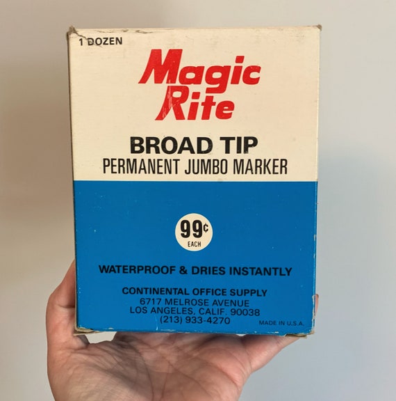 Vintage Box of 9 Blue Magic Rite Broad Tip Permanent Jumbo
