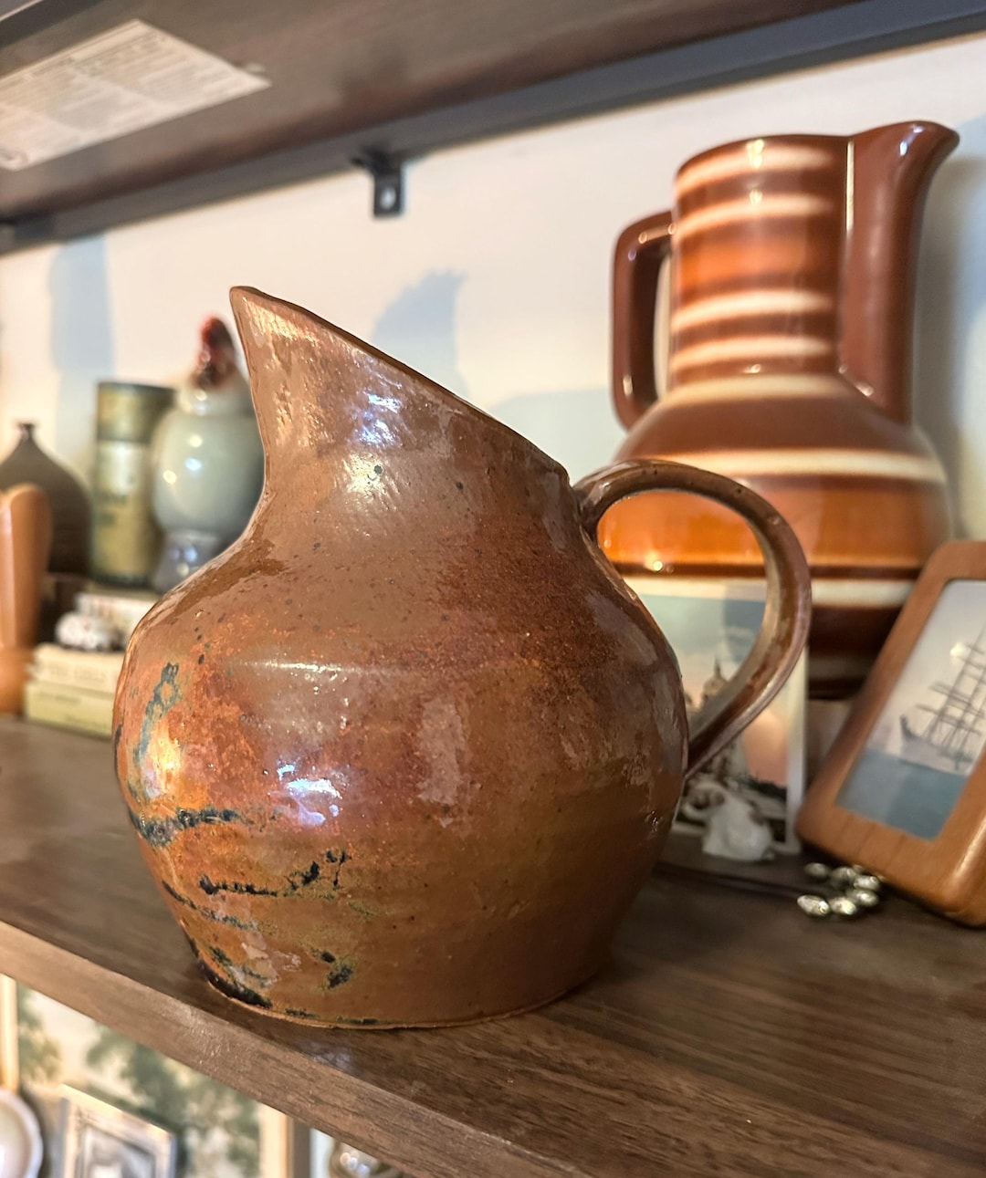 Vintage Signed Pottery Pitcher Vase Stoneware - Etsy
