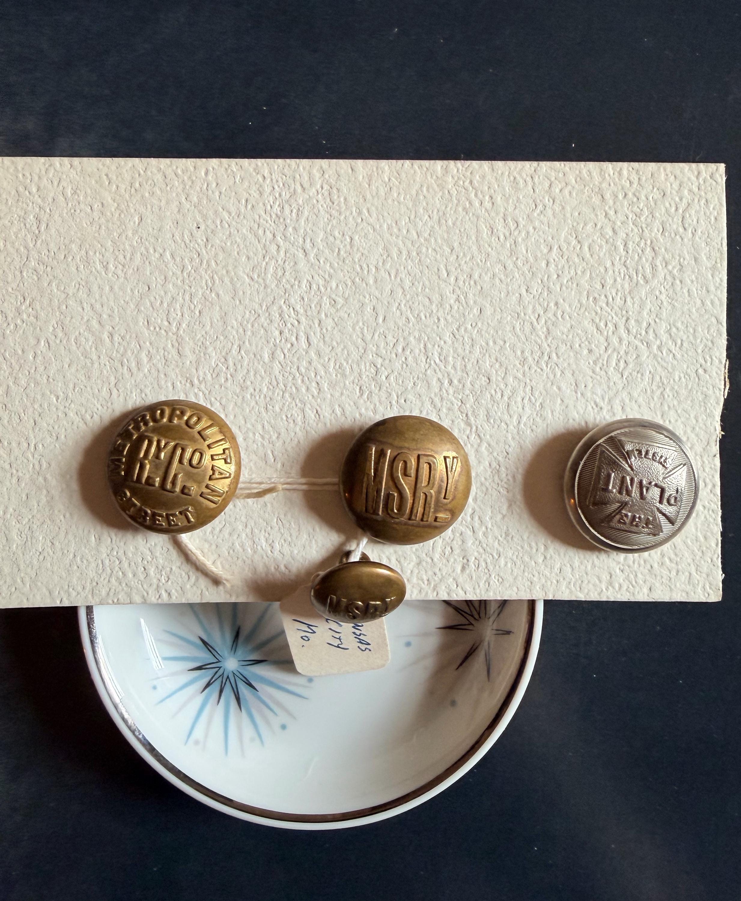 Vintage Set of Four Brass Railroad Buttons 2 MSRY RY.CO. and Plant - Etsy