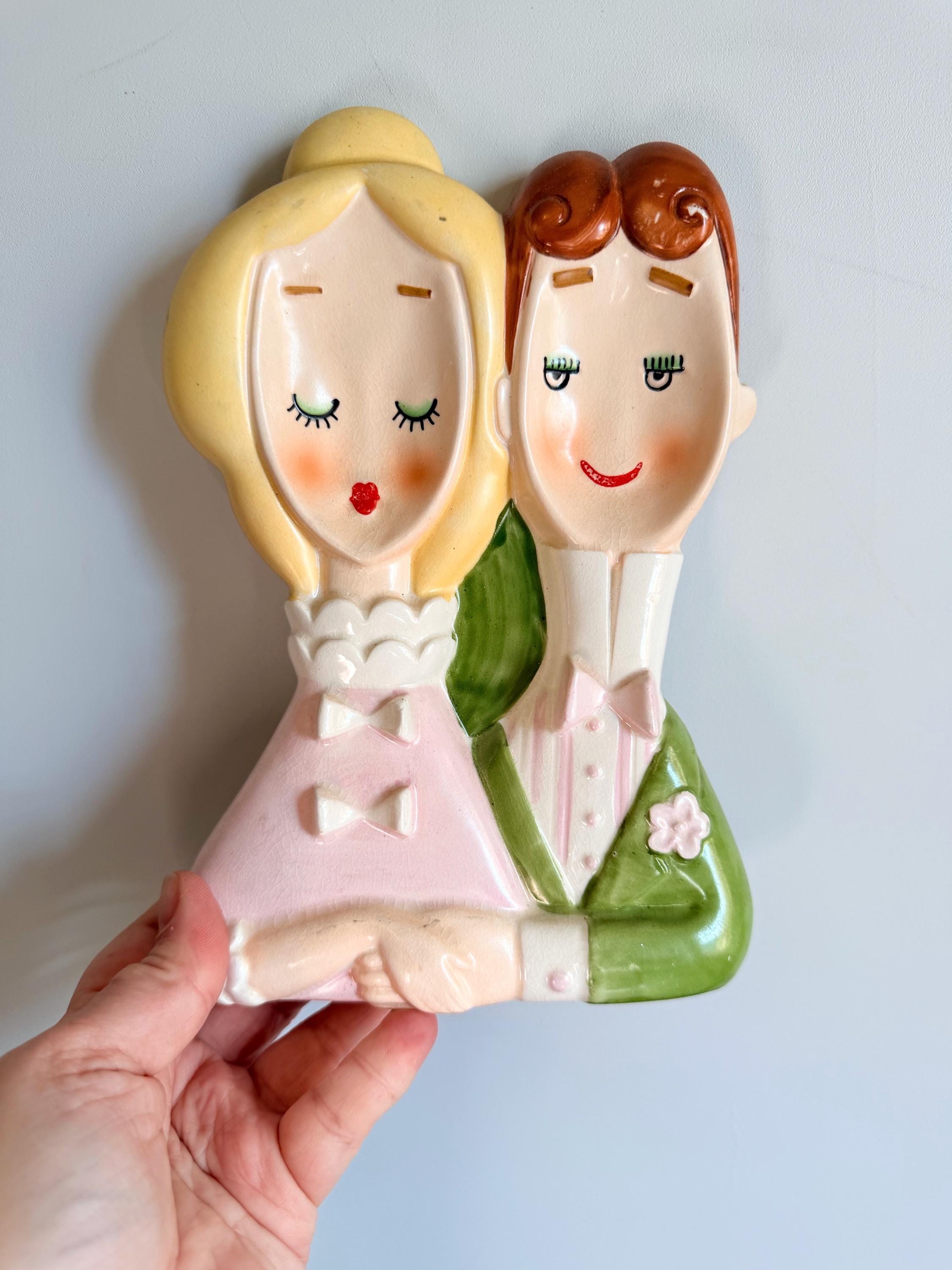 Lefton Vintage 1950s Rare Lefton China Bride and Groom Ceramic Spoon Rest Tea ...