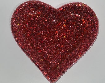 Red Heart Shaped Decorative Ring Dish