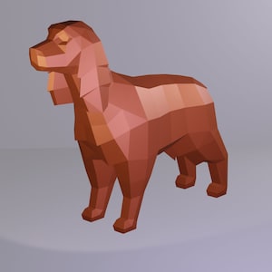 Cocker Spaniel Dog Paper Craft, Digital Template, Origami, PDF Download DIY, Low Poly, Trophy, Sculpture, Model, Decor