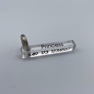 Acrylic handmade dog tag, acrylic square bar, transparent and very noble, great gift for your dog, acrylic dog tag.