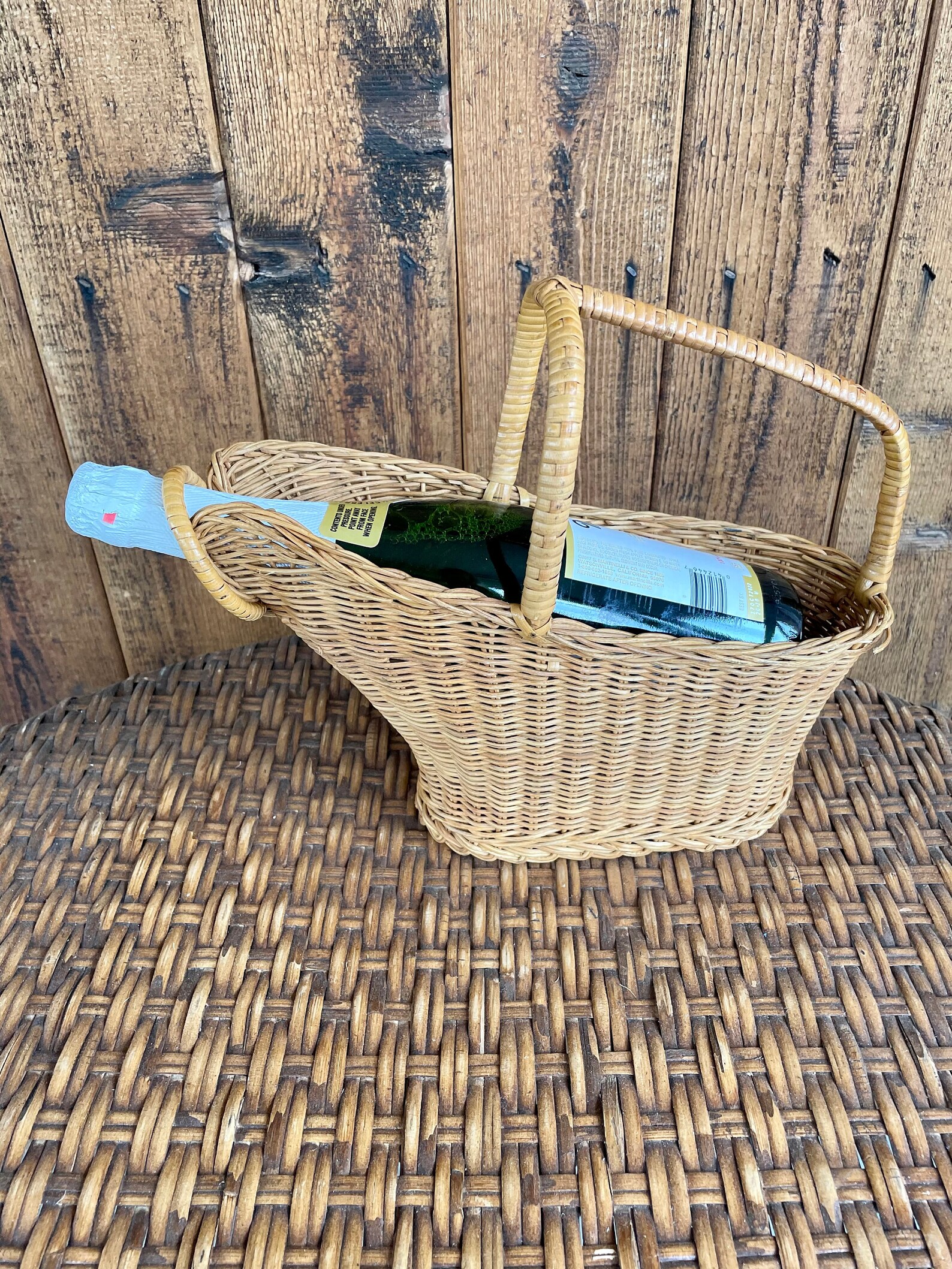 Wicker Wine holder vintage and so perfect Etsy