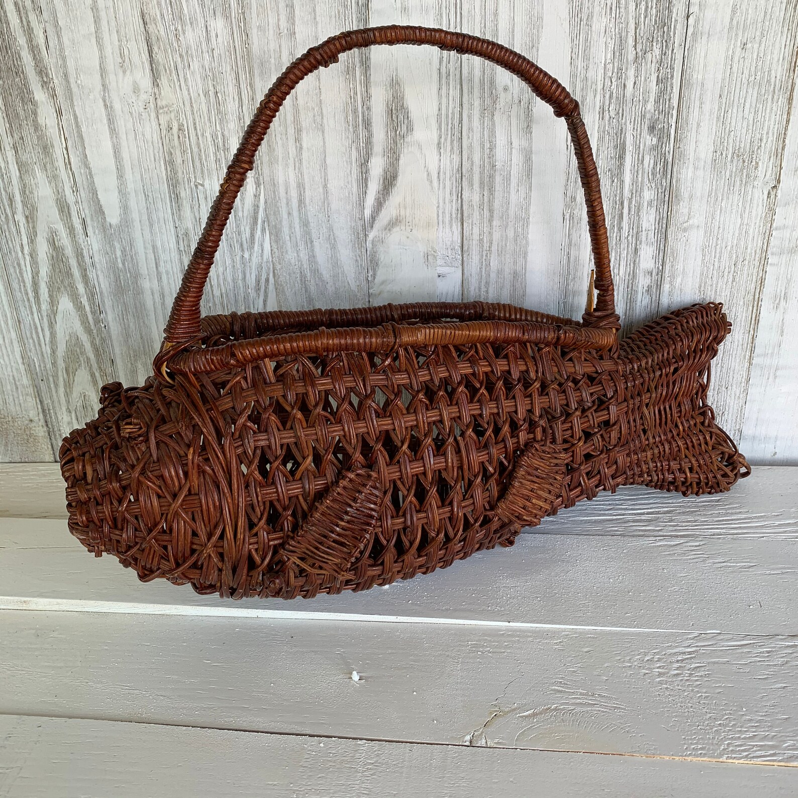Wicker Rattan Fish Basket Etsy
