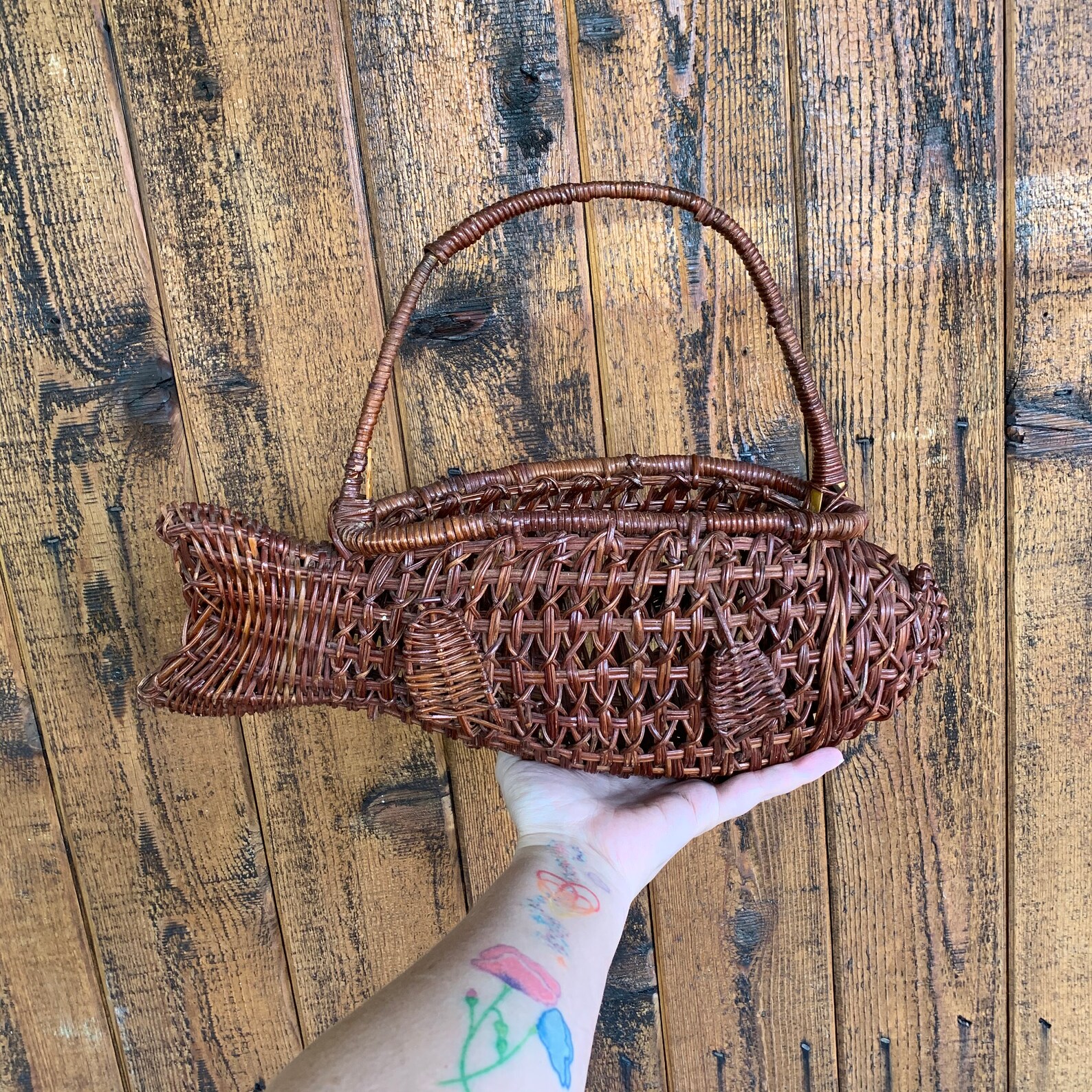Wicker Rattan Fish Basket Etsy