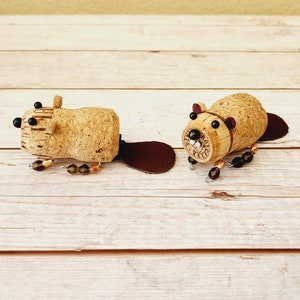 Champagne Cork Beaver, Unique Woodland Creature Gift for Nature Lover, Fun Ornament for Cubicle Desk, Man Cave, Bar Cart, Tiered Tray Decor