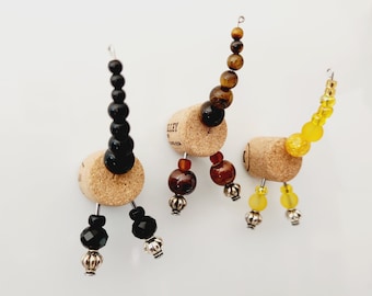 Cute Labrador Dog Butt Fridge Magnets, Set of 3 Wine Corks with Beaded Legs and Tail, Black, Yellow, Chocolate Lab, Service Dog Trainer Gift