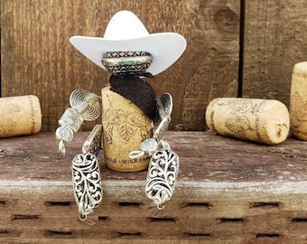 Wine Cork Cowboy Gifts For Men, Western Office Desk Decor, Accessories for Home Bar, Rodeo Cowboy Gift Idea, Tiered Tray Shelf Mantle Decor