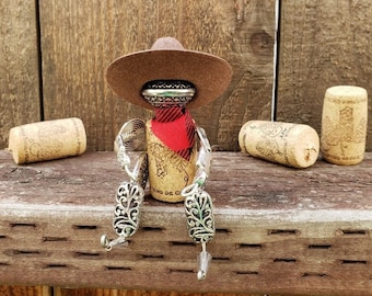 Wine Cork Cowboy, Father's Day Gift for Grandpa, Western Desk Accessories, Cowboy Hat Theme, Bar Cart Accessories, Small Unique Ranch Decor