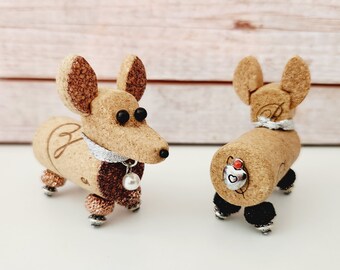 Wine Cork Corgi Figurine with Heart Butt Charm, Unique Gift for Corgi Mom, Dad, Vet Tech, Cute Dog Office Decor, Pembroke Welsh Corgi Statue