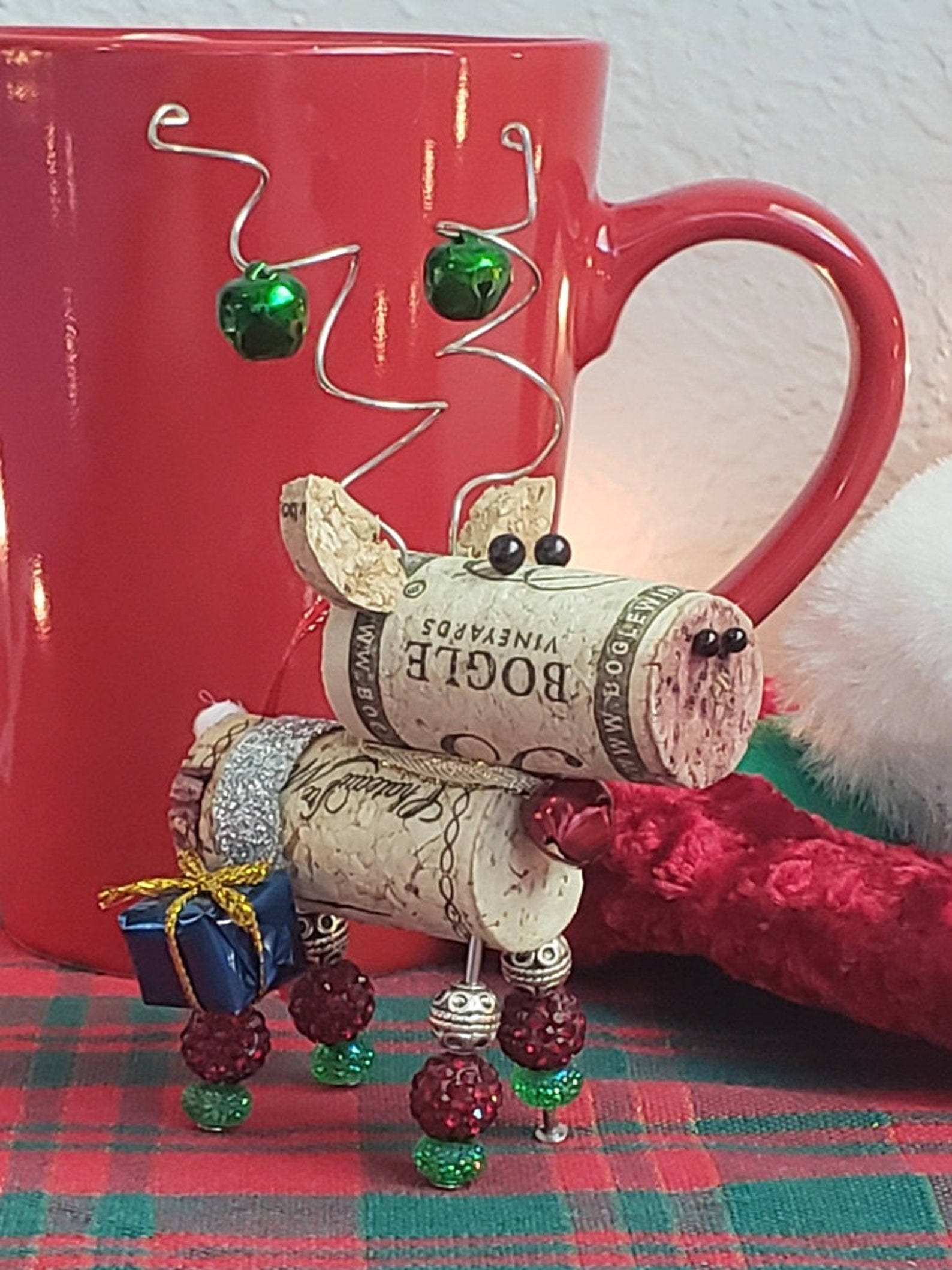 Wine cork christmas reindeer table decor vet gift pet etsy