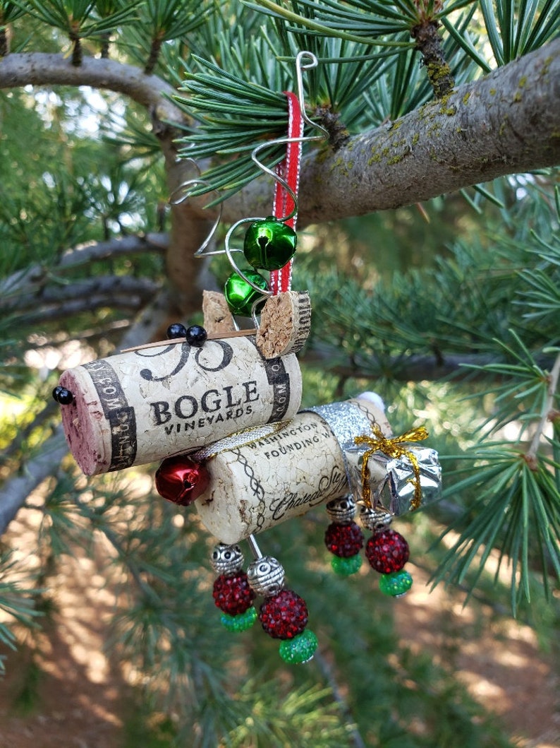 Wine cork christmas reindeer table decor vet gift pet etsy