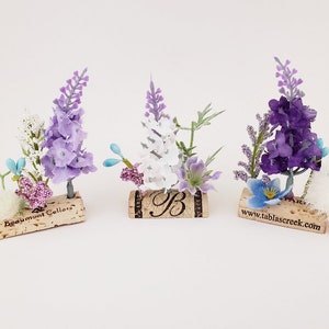 Artificial Flowers Decor for Cubicle Desk, Spring Home Office Accessories for Women, Easter Decor Tiered Trays, Plant Mom Gift, Purple Lilac