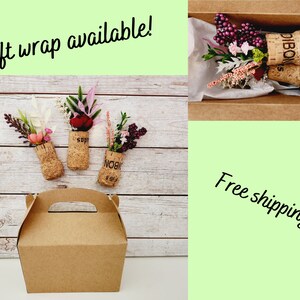 Cute Flower Fridge Magnets, Set of 3 Champagne Corks with Artificial Floral Plants, Small Rustic Wedding Favors, Locker or Cubicle Decor image 8