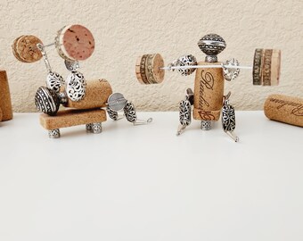 Wine Cork Weightlifter, Thank You Gift for Personal Trainer, Fitness Instructor, or Physical Therapist, Unique Home Gym or Cubicle Decor