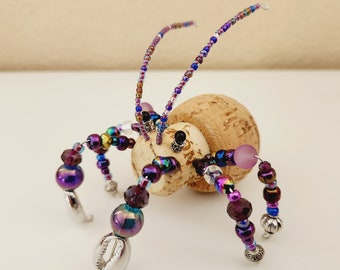 Hermit Crab Tequila Cork Figurine, Unique Gift Idea for Fishermen, Cute Lake House Decor, Coastal Coffee Table, Fun Nautical Cubicle Decor