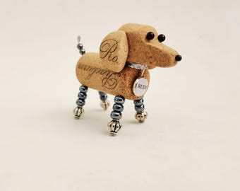 Weimaraner Figurine, Personalized with Name Tag, Wine Cork Sculpture